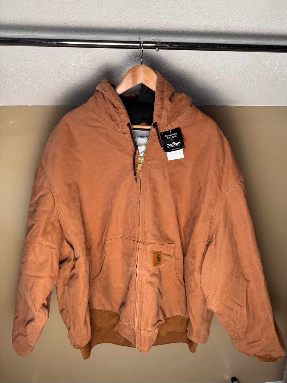 Carhartt J306 BRN Men's Hooded Insulated Lined Bomber Jacket Brown 4XL IRR